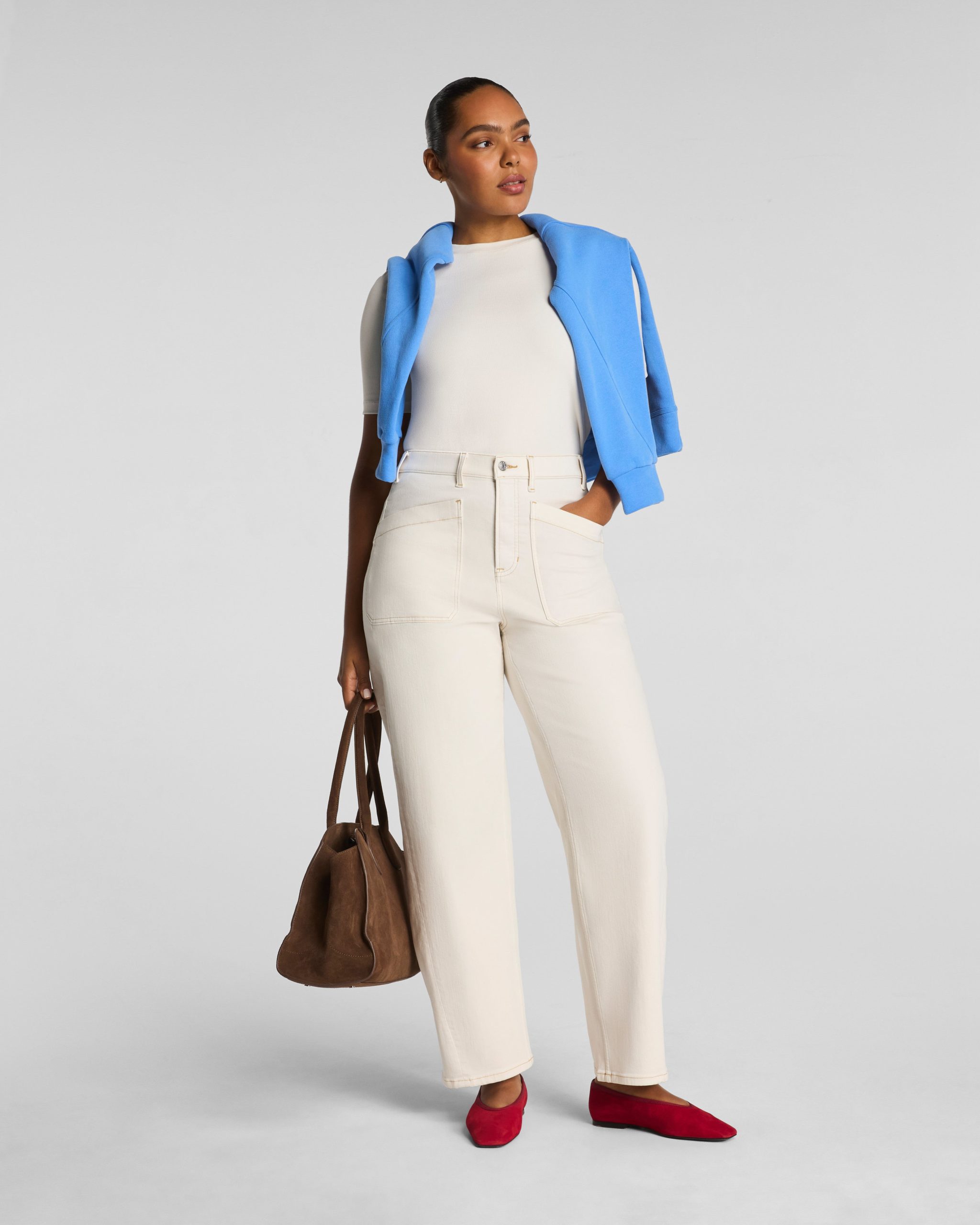 SPANXshape? Authentic 360 Utility Barrel Leg Jeans | Alabaster