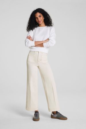 SPANXshape? Authentic 360 Cropped Wide Leg Jeans with Patch Pockets | Alabaster