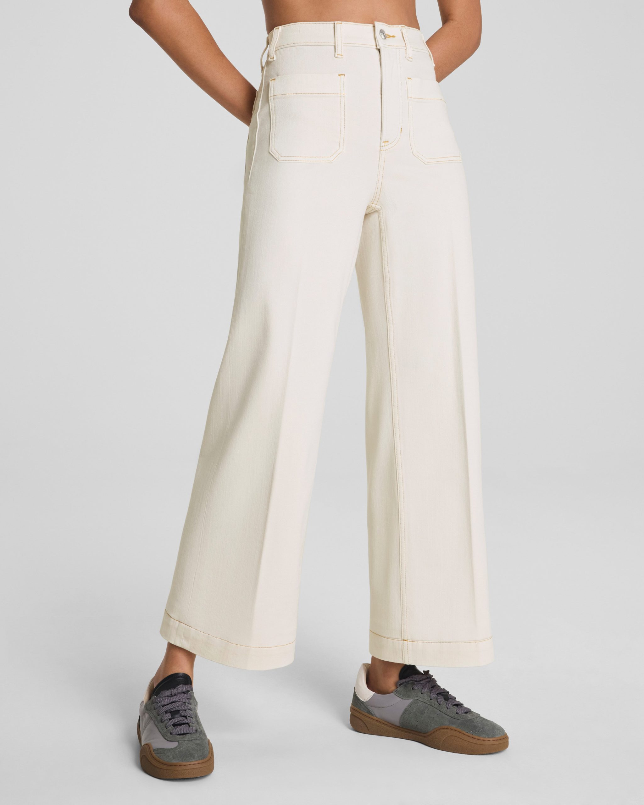 SPANXshape? Authentic 360 Cropped Wide Leg Jeans with Patch Pockets | Alabaster - Image 2