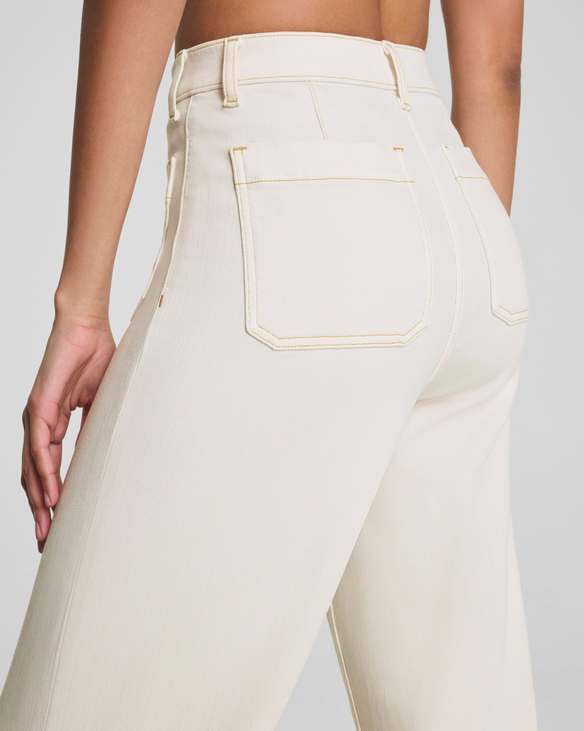 SPANXshape? Authentic 360 Cropped Wide Leg Jeans with Patch Pockets | Alabaster - Image 5