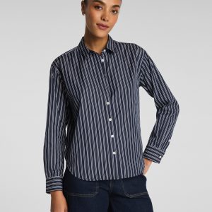 SPANX? Poplin Oversized Button-Up Shirt | Timeless Navy/Classic White