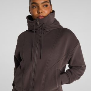 SPANX? BoostUp Cotton Fleece Full Zip Hoodie | Dark Cacao