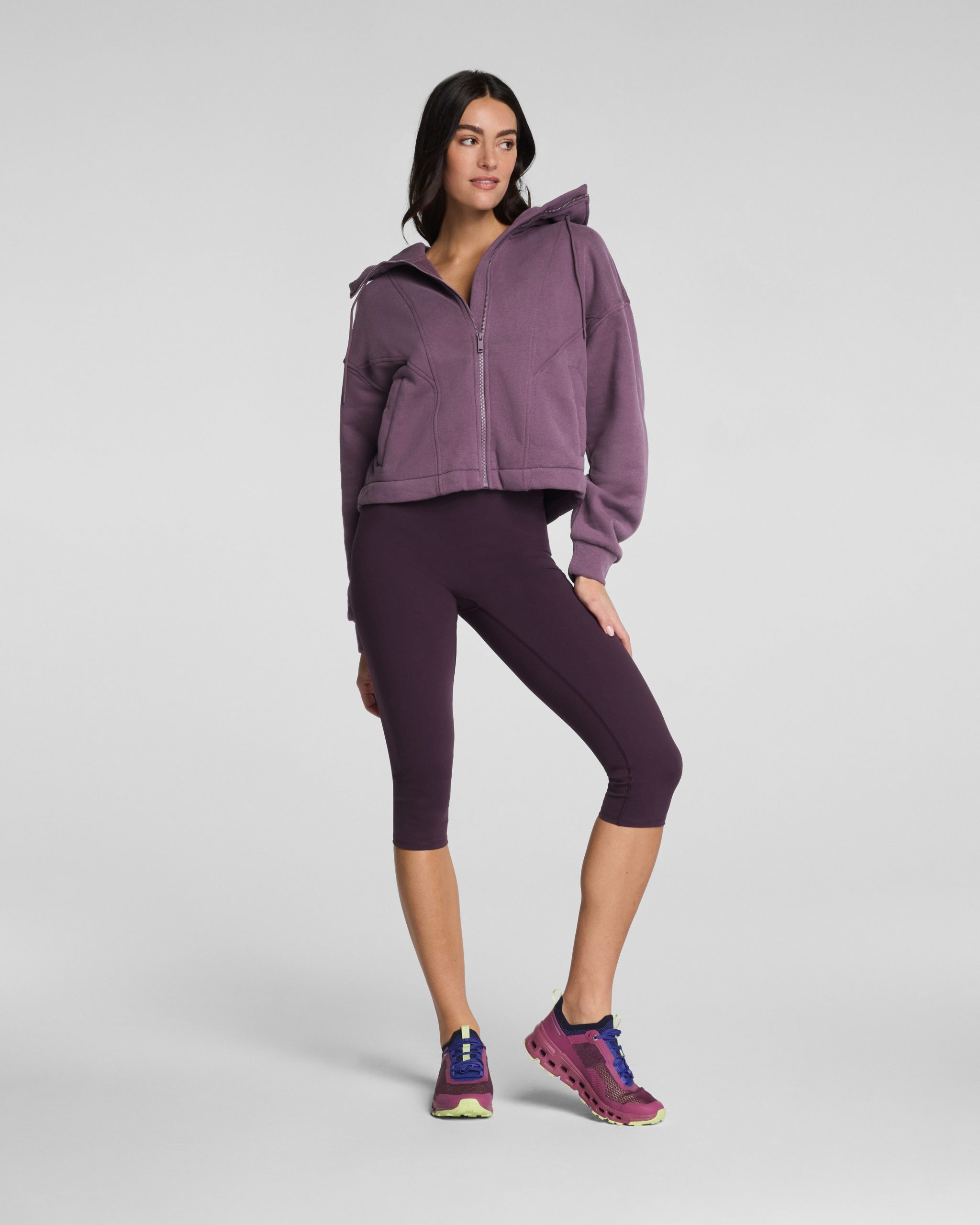 SPANX? BoostUp Cotton Fleece Full Zip Hoodie | Prune - Image 4