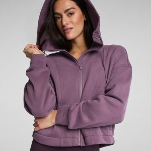SPANX? BoostUp Cotton Fleece Full Zip Hoodie | Prune
