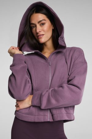 SPANX? BoostUp Cotton Fleece Full Zip Hoodie | Prune