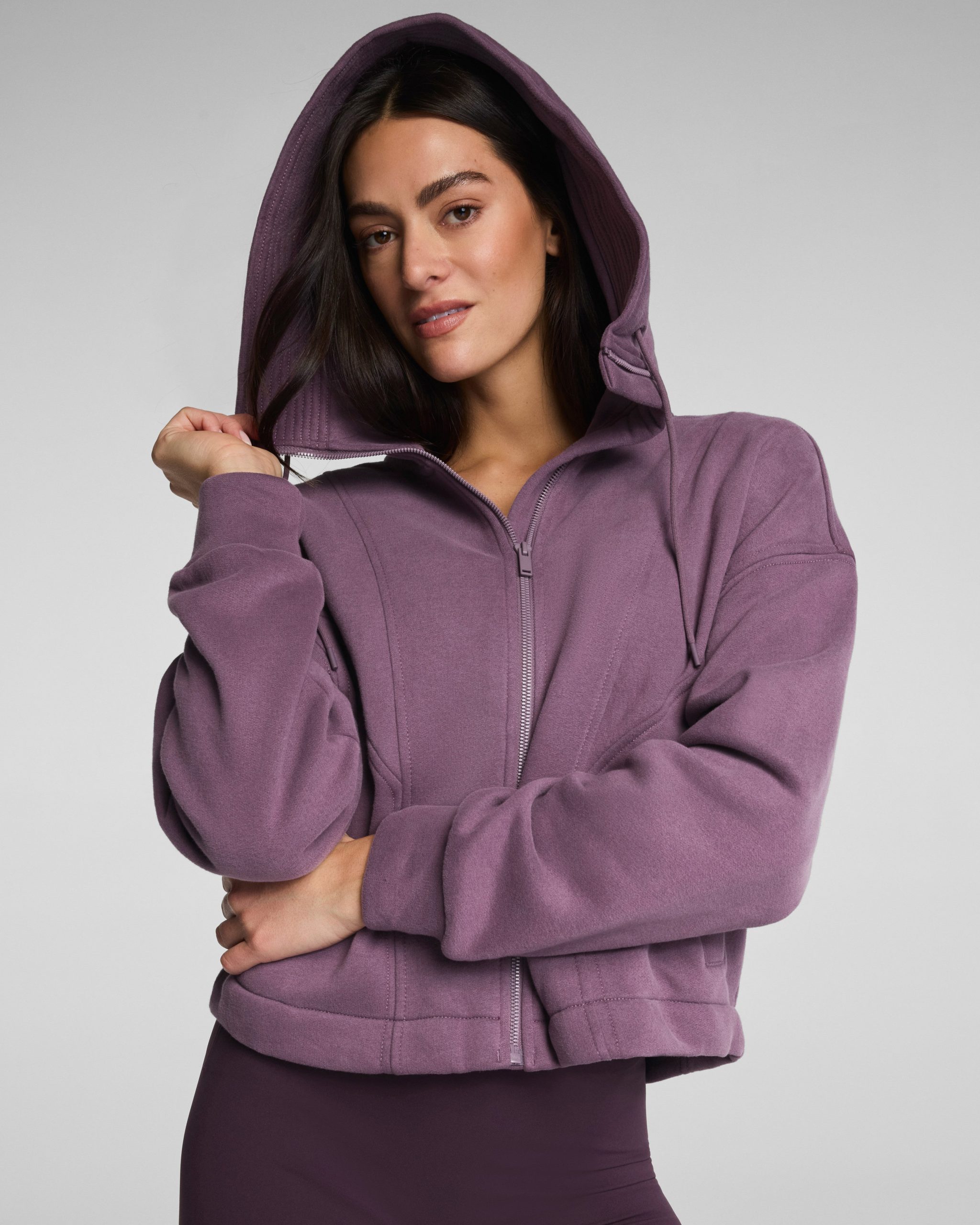 SPANX? BoostUp Cotton Fleece Full Zip Hoodie | Prune