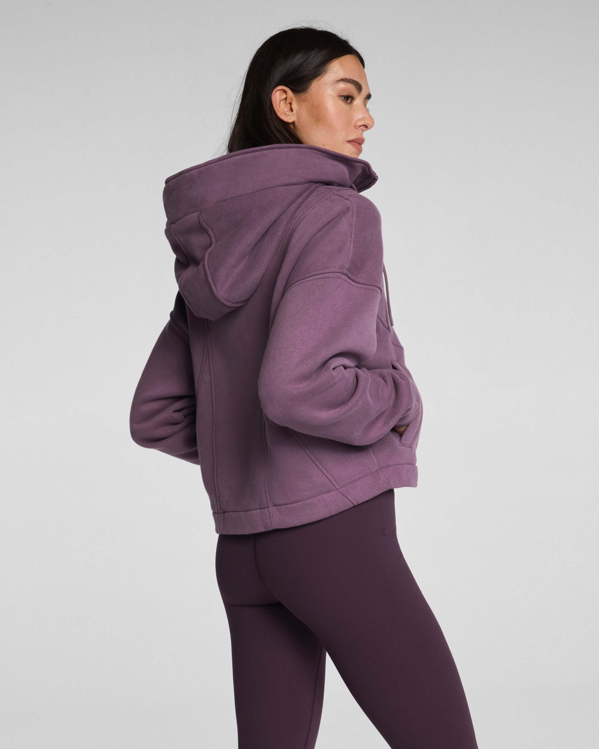 SPANX? BoostUp Cotton Fleece Full Zip Hoodie | Prune - Image 2