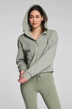 SPANX? BoostUp Cotton Fleece Full Zip Hoodie | Sage Brush