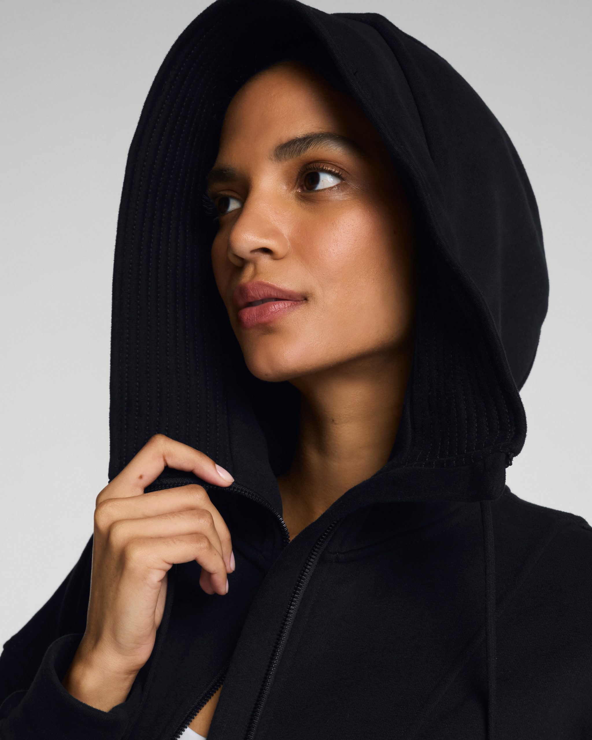 SPANX? BoostUp Cotton Fleece Full Zip Hoodie | Very Black - Image 5