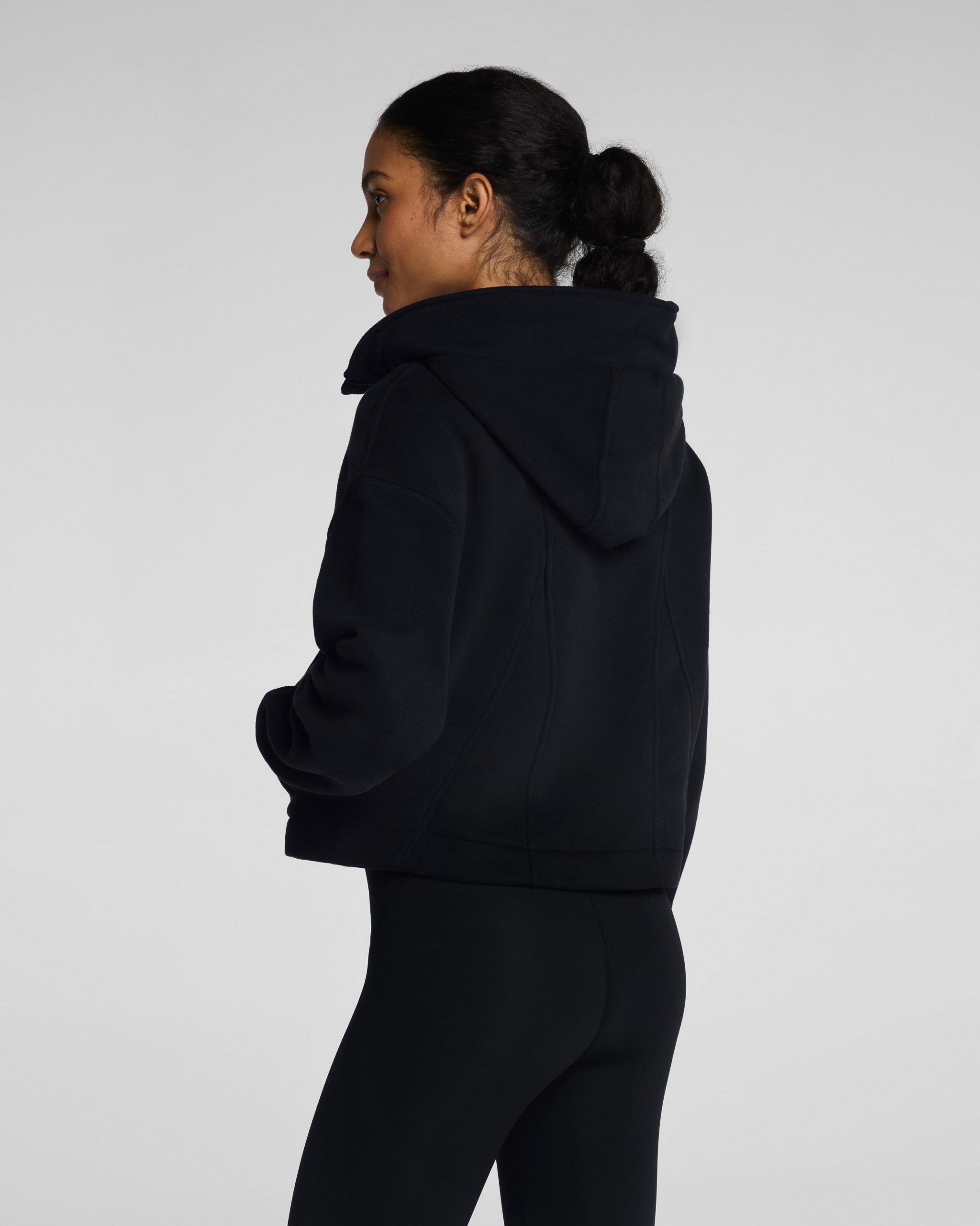 SPANX? BoostUp Cotton Fleece Full Zip Hoodie | Very Black - Image 2