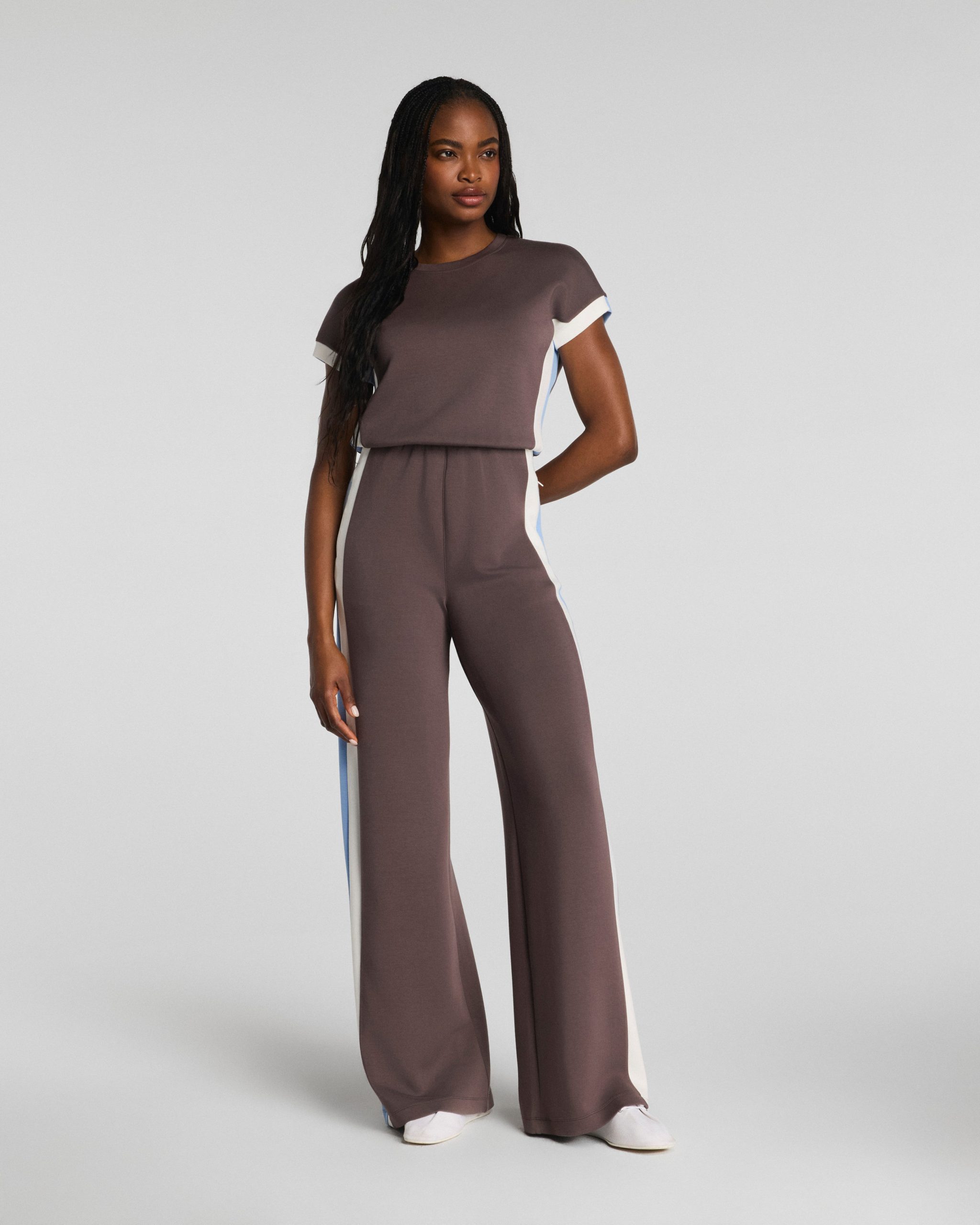 SPANX AirEssentials? Colorblock Jumpsuit | Dark Cacao Stripe - Image 3
