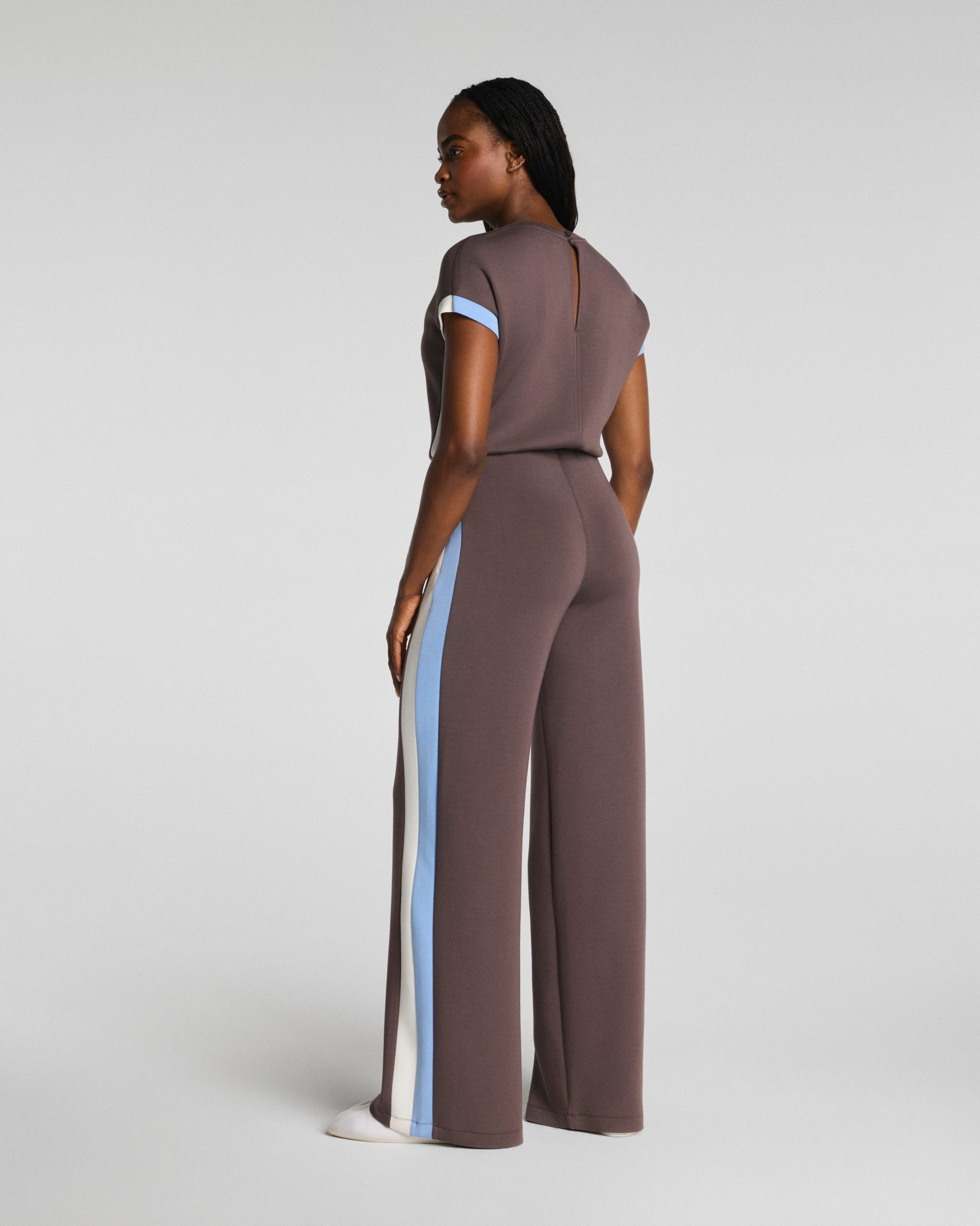 SPANX AirEssentials? Colorblock Jumpsuit | Dark Cacao Stripe - Image 4