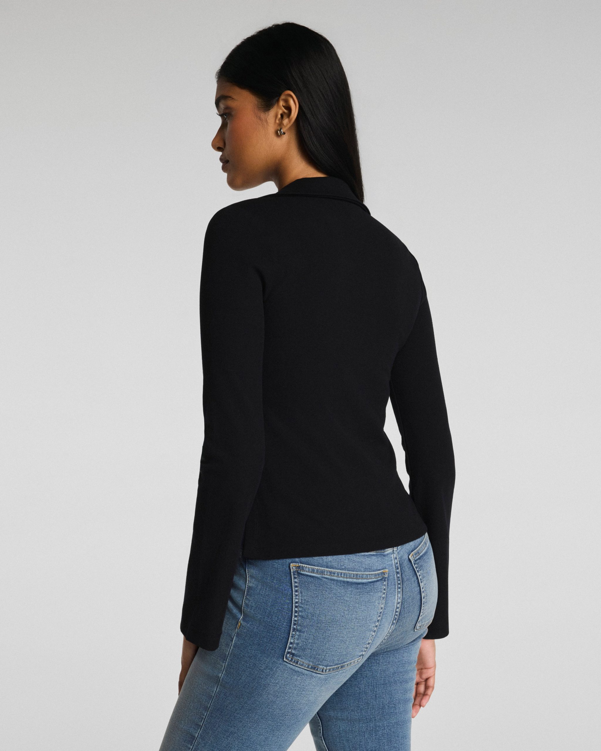 SPANX? Ribbed Knit Button Down | Classic Black - Image 2