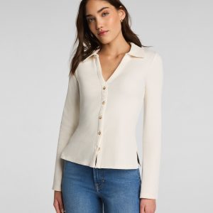 SPANX? Ribbed Knit Button Down | Ivory
