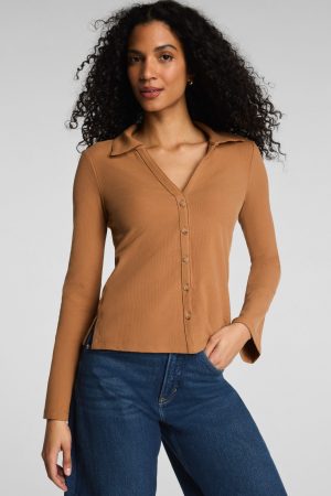 SPANX? Ribbed Knit Button Down | Maplewood