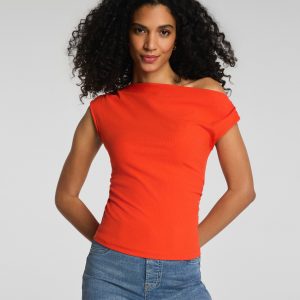 SPANX? Ribbed Knit Ruched Off-The-Shoulder Top | Poppy