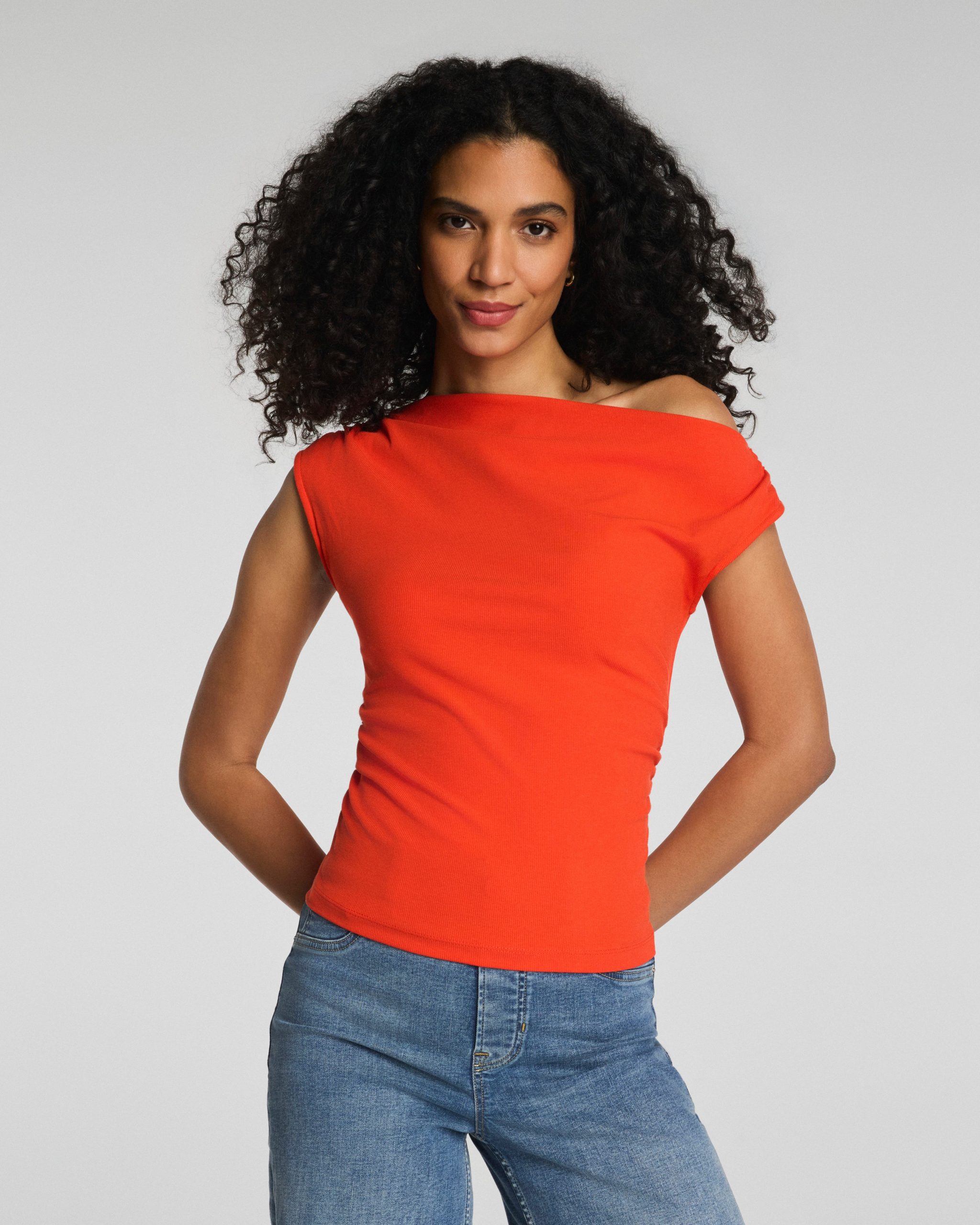 SPANX? Ribbed Knit Ruched Off-The-Shoulder Top | Poppy