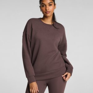 SPANX? BoostUp Cotton Fleece Crewneck Tunic | Dark Cacao