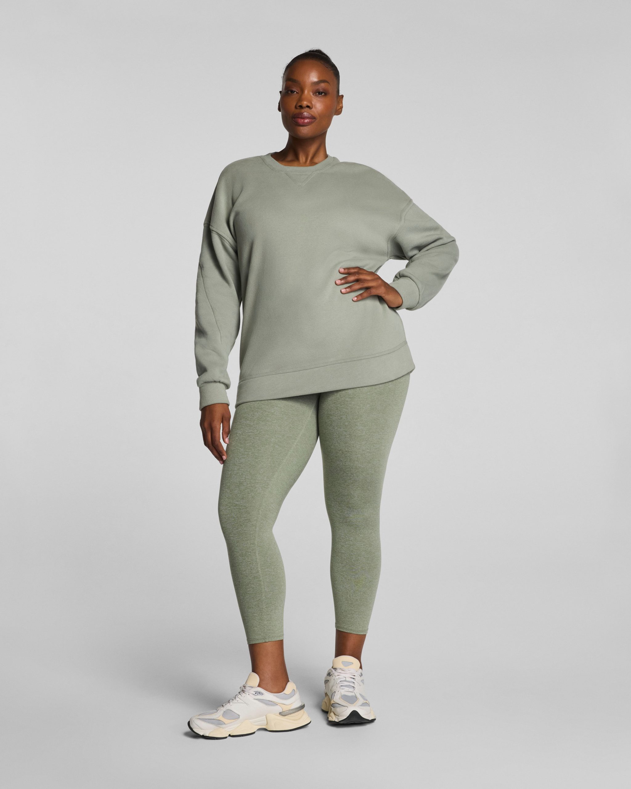 SPANX? BoostUp Cotton Fleece Crewneck Tunic | Sage Brush - Image 3