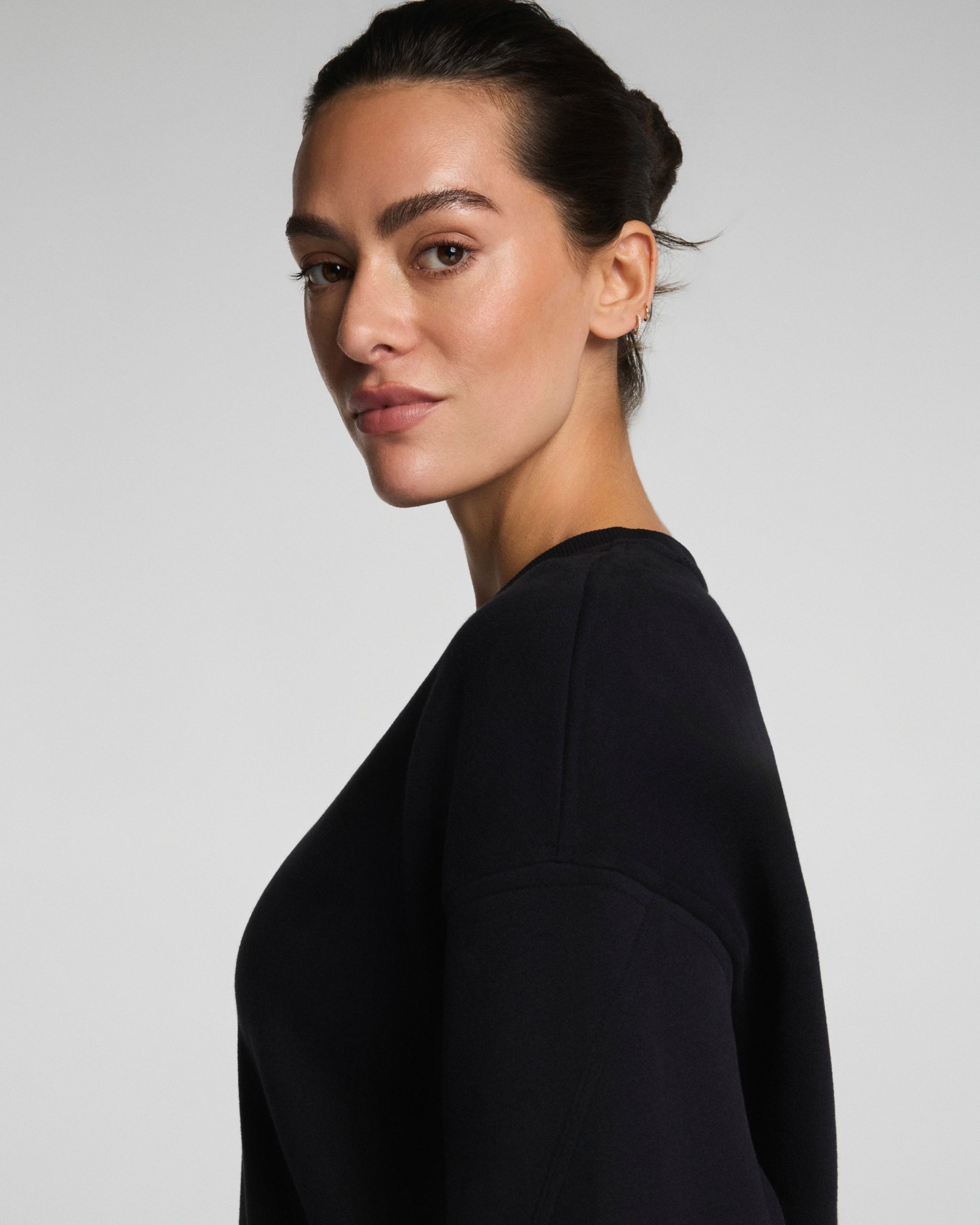 SPANX? BoostUp Cotton Fleece Crewneck Tunic | Very Black - Image 3
