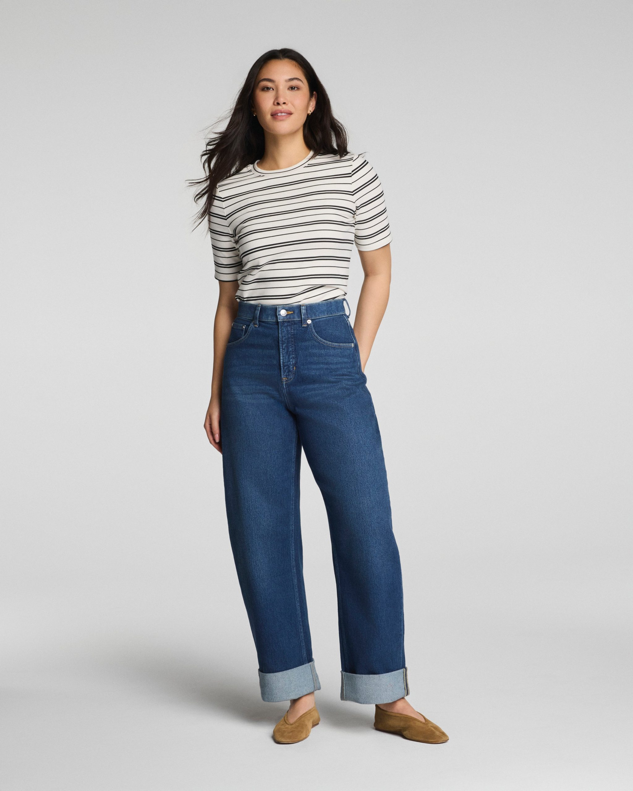 SPANXshape? Authentic 360 Cuffed Horseshoe Jeans | Adriatic Blue