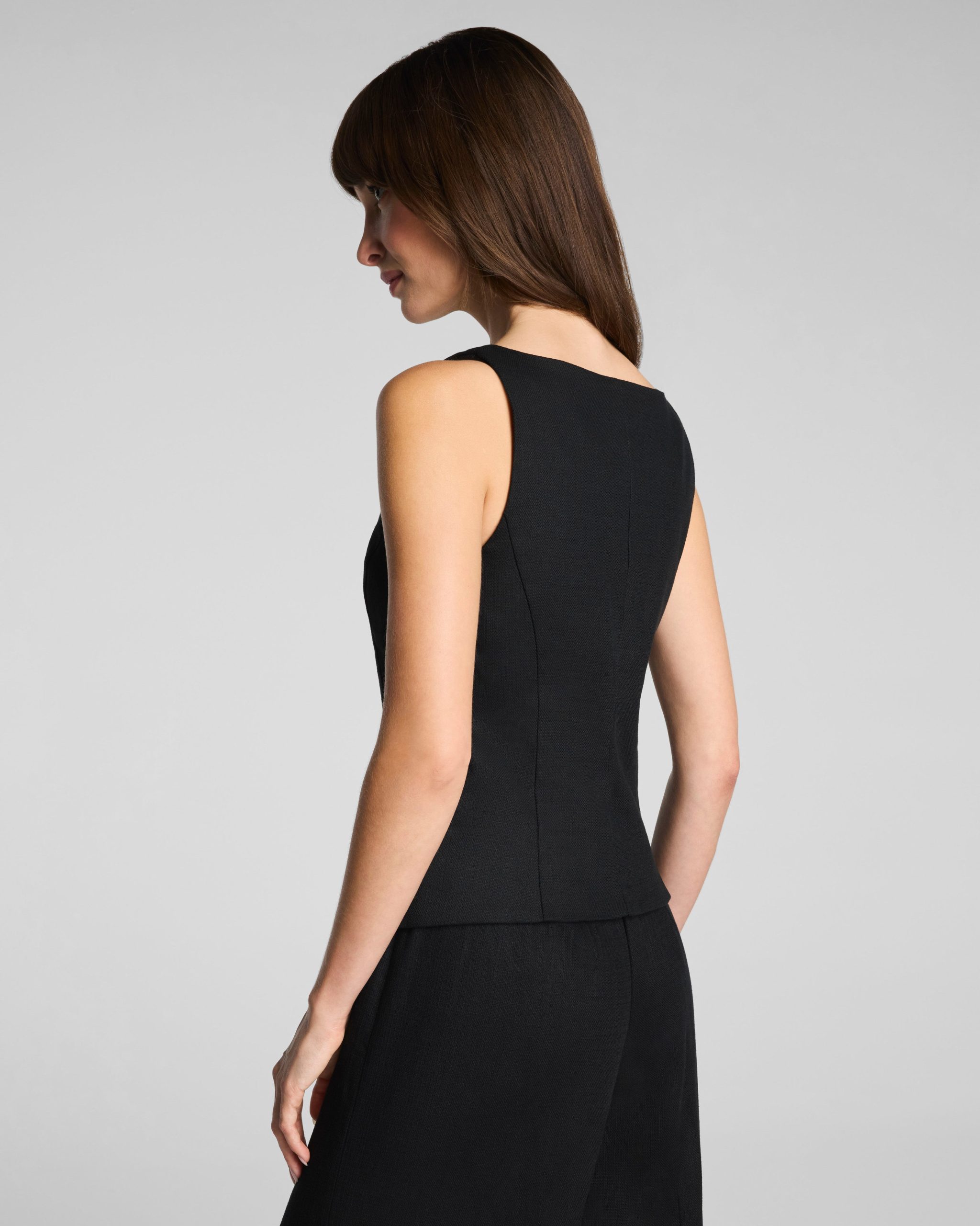 SPANX? EasyBreezy Cotton Linen Button-Down Vest | Classic Black - Image 2
