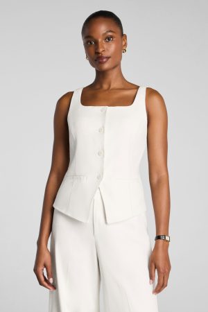 SPANX? EasyBreezy Cotton Linen Button-Down Vest | Ivory