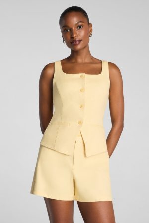 SPANX? EasyBreezy Cotton Linen Button-Down Vest | Sunbeam