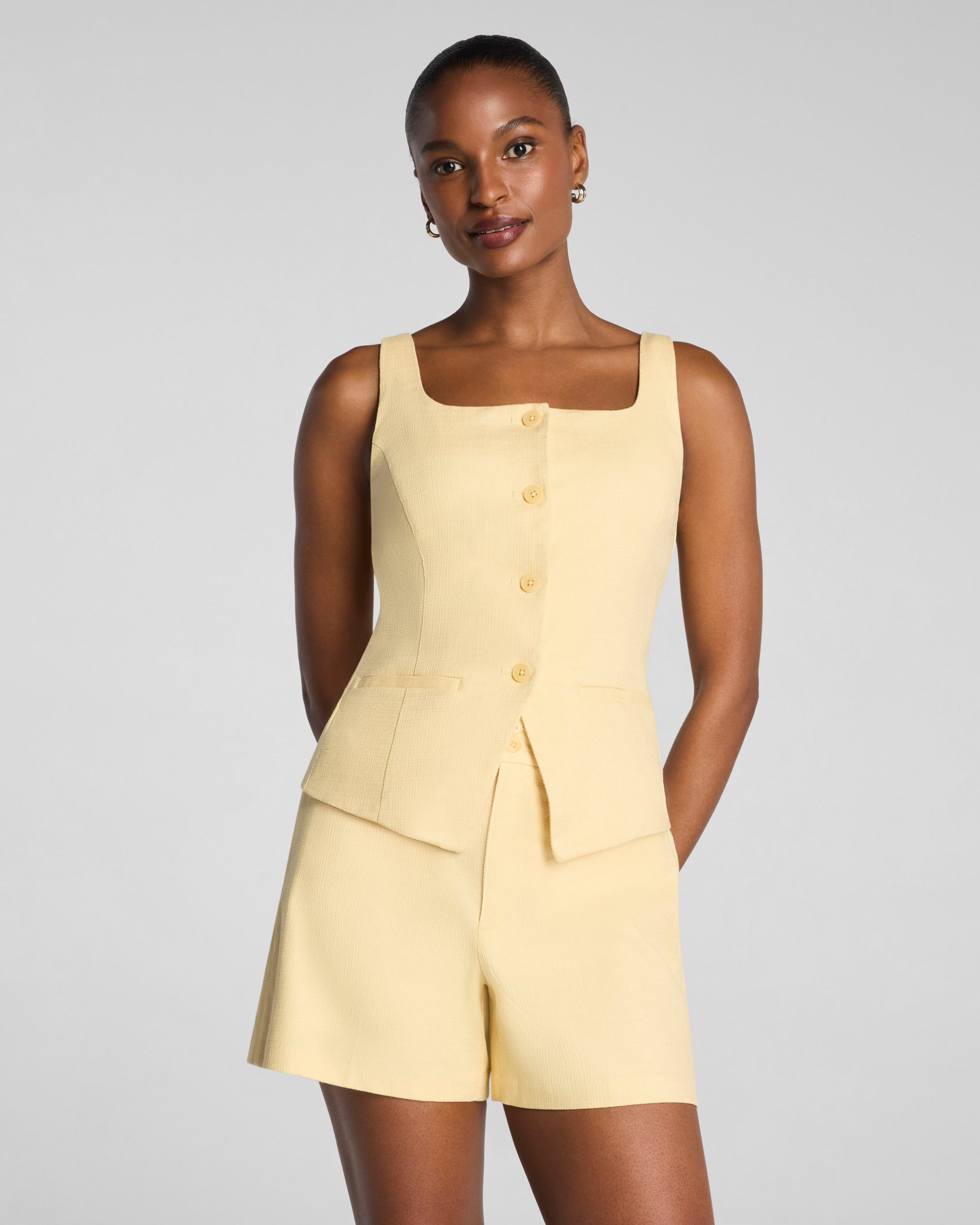 SPANX? EasyBreezy Cotton Linen Button-Down Vest | Sunbeam