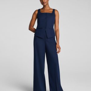 SPANX? EasyBreezy Cotton Linen Super Wide Leg Pant | Timeless Navy