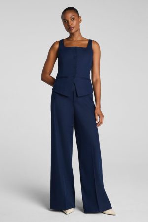 SPANX? EasyBreezy Cotton Linen Super Wide Leg Pant | Timeless Navy