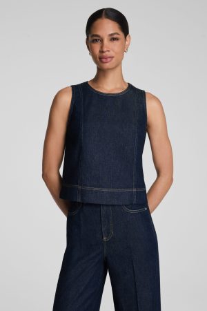 SPANX? Lightweight Denim Shell Tank | Deep Sea