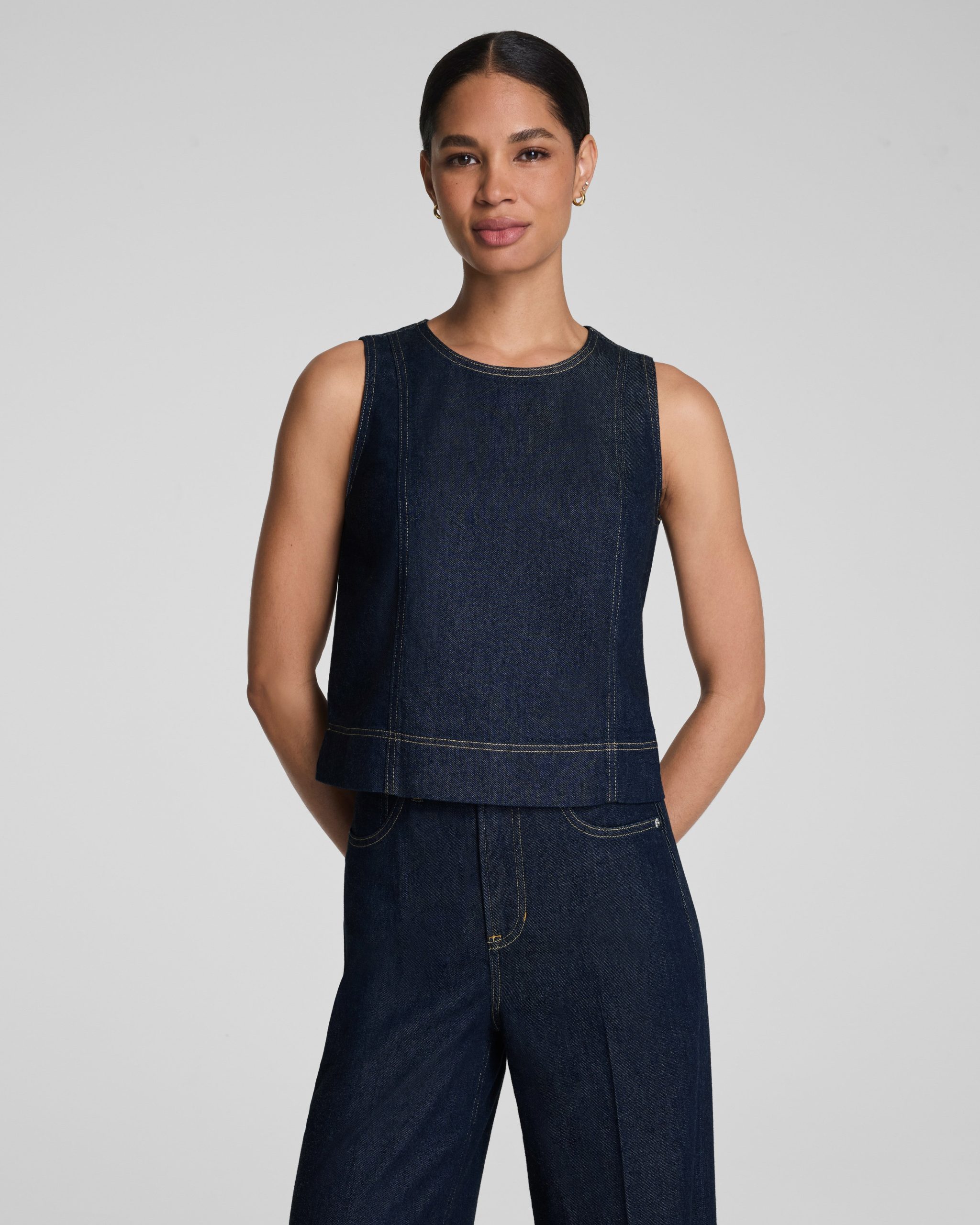 SPANX? Lightweight Denim Shell Tank | Deep Sea