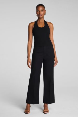 SPANXsupersmooth? Stretch Twill Cropped Easy Flare Pant | Classic Black