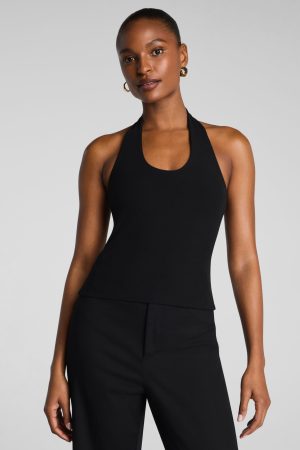 SPANX? Ribbed Knit Halter Tank | Classic Black