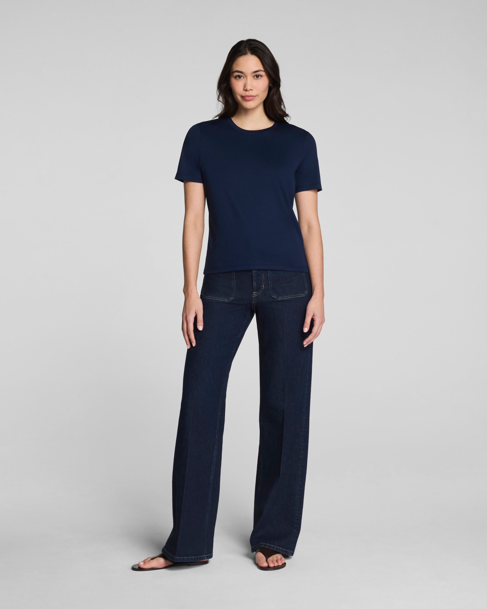 SPANXshape? Authentic 360 Mid-Rise Easy Flare Jeans with Patch Pockets | Marina