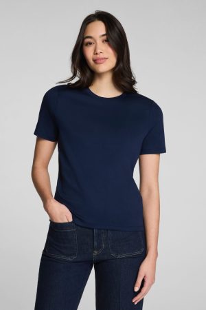 SPANX? Lightweight Cotton Crewneck Tee | Timeless Navy