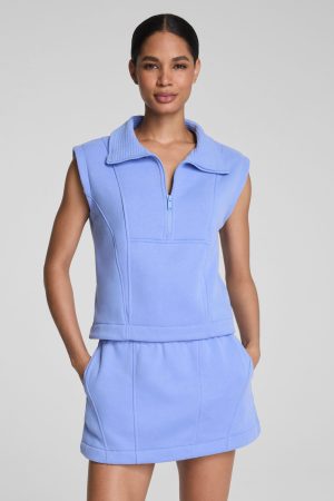 SPANX? BoostUp Cotton Fleece Half Zip Vest | Hyacinth