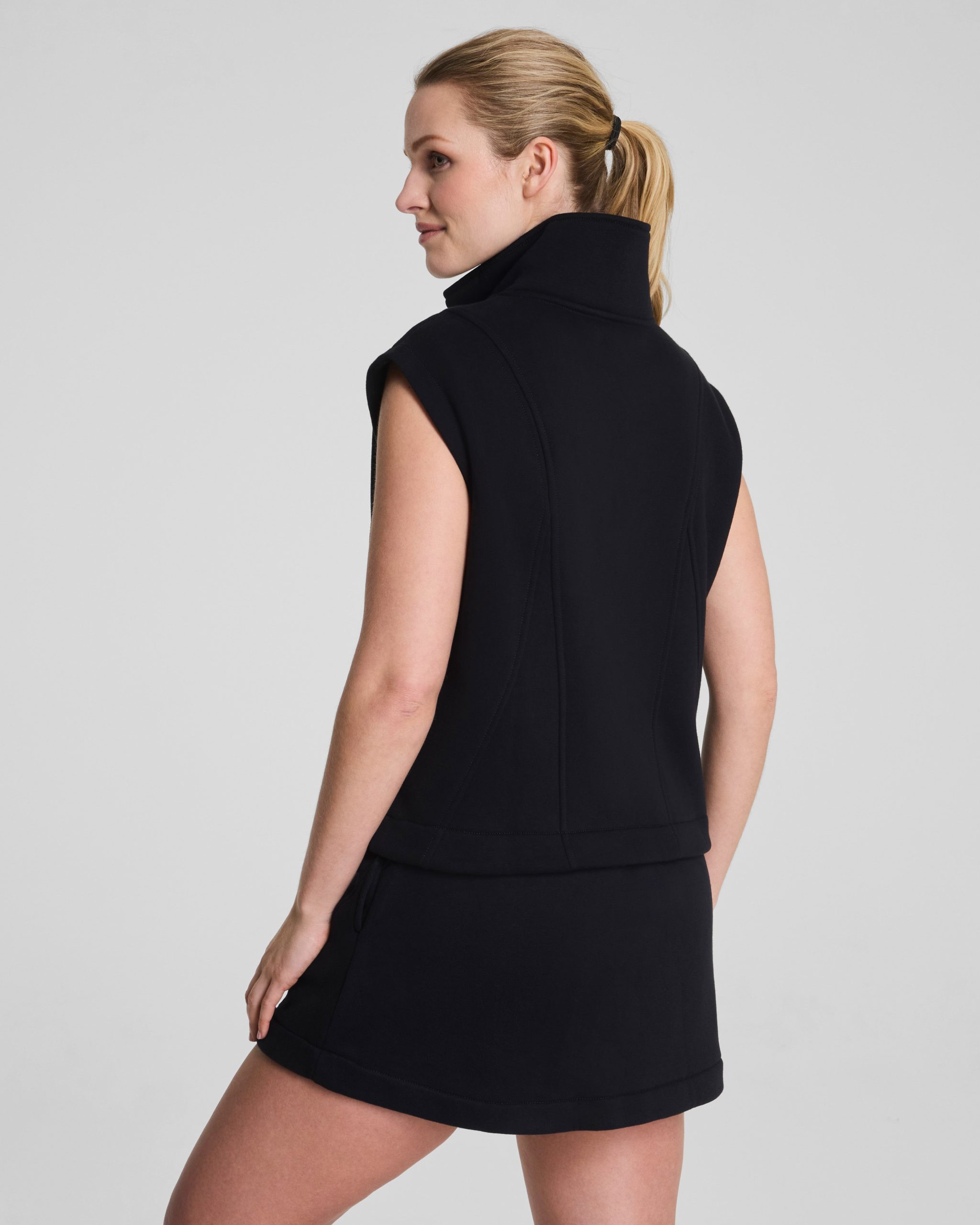 SPANX? BoostUp Cotton Fleece Half Zip Vest | Very Black - Image 2