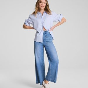 SPANXshape?  Authentic 360 Cropped Wide Leg Jeans with Patch Pockets | Elysian