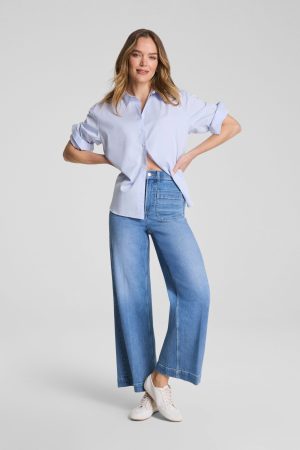 SPANXshape? Authentic 360 Cropped Wide Leg Jeans with Patch Pockets | Elysian