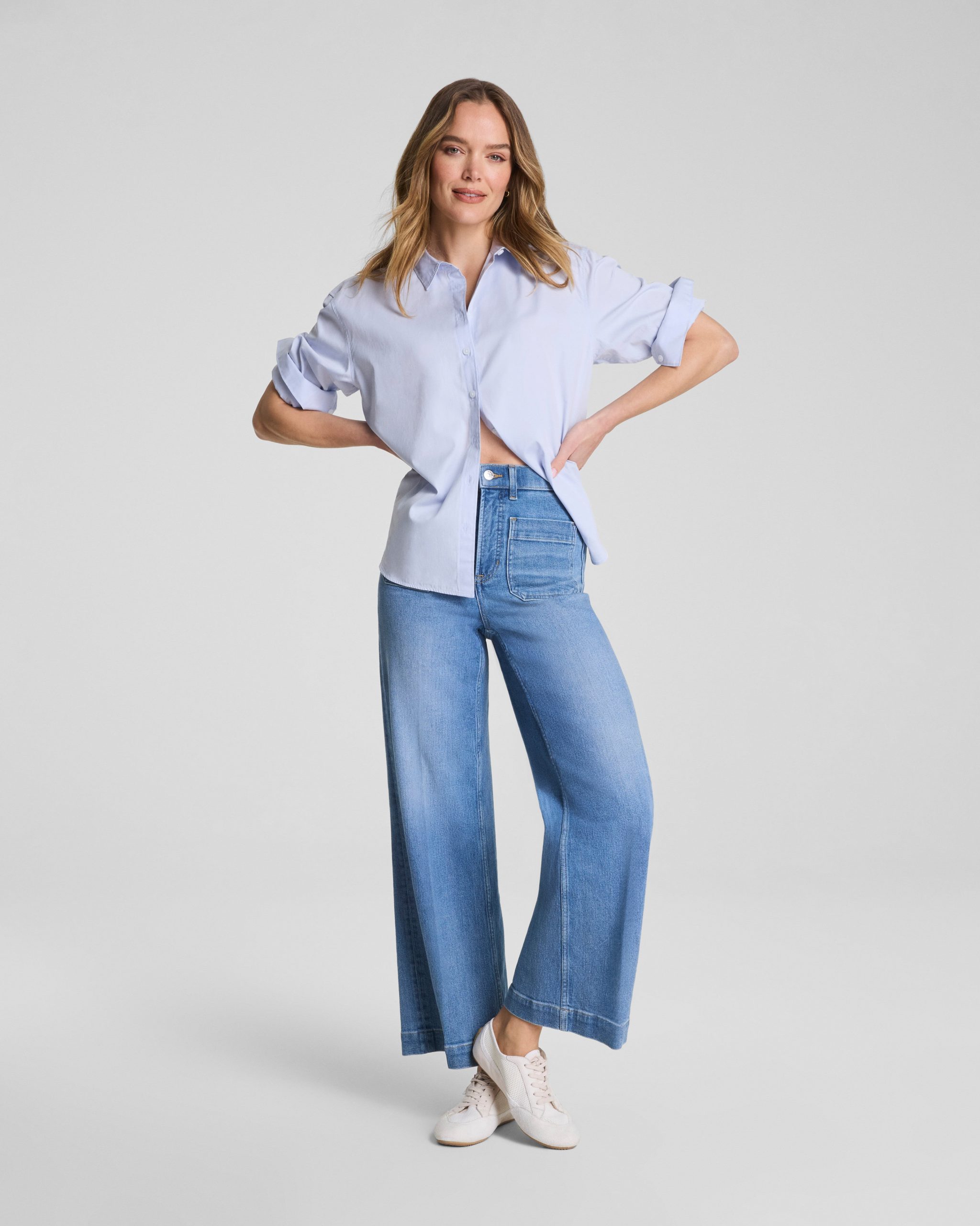 SPANXshape? Authentic 360 Cropped Wide Leg Jeans with Patch Pockets | Elysian