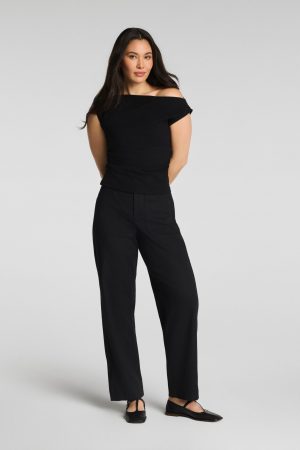 SPANXsupersmooth? Stretch Twill Utility Barrel Leg Pant with Patch Pockets | Classic Black
