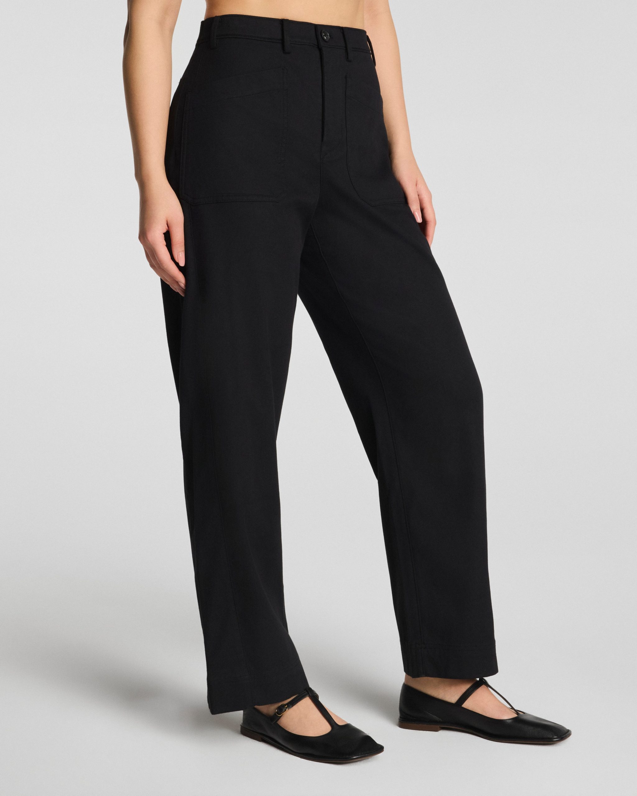 SPANXsupersmooth? Stretch Twill Utility Barrel Leg Pant with Patch Pockets | Classic Black - Image 2