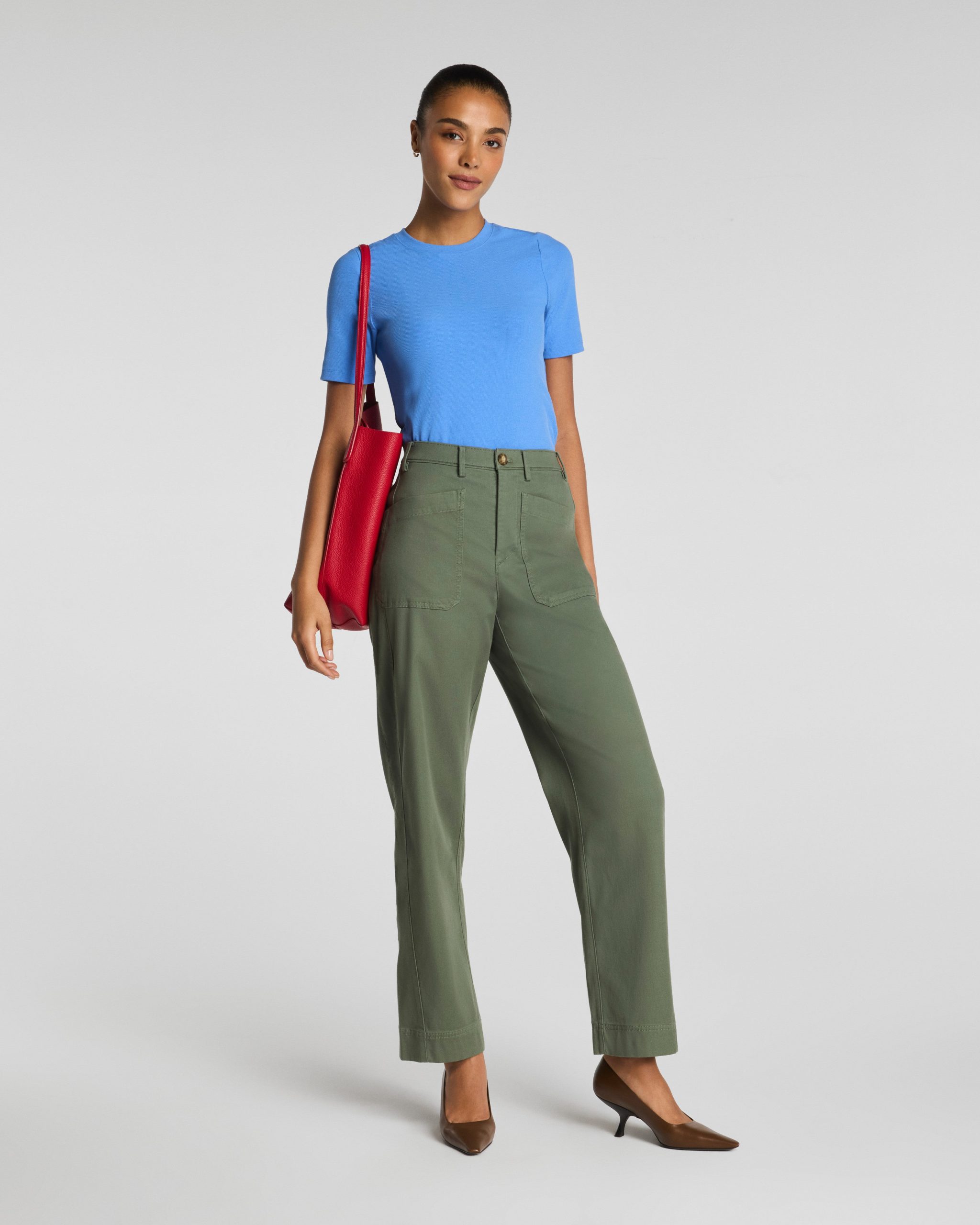 SPANXsupersmooth? Stretch Twill Utility Barrel Leg Pant with Patch Pockets | Eucalyptus