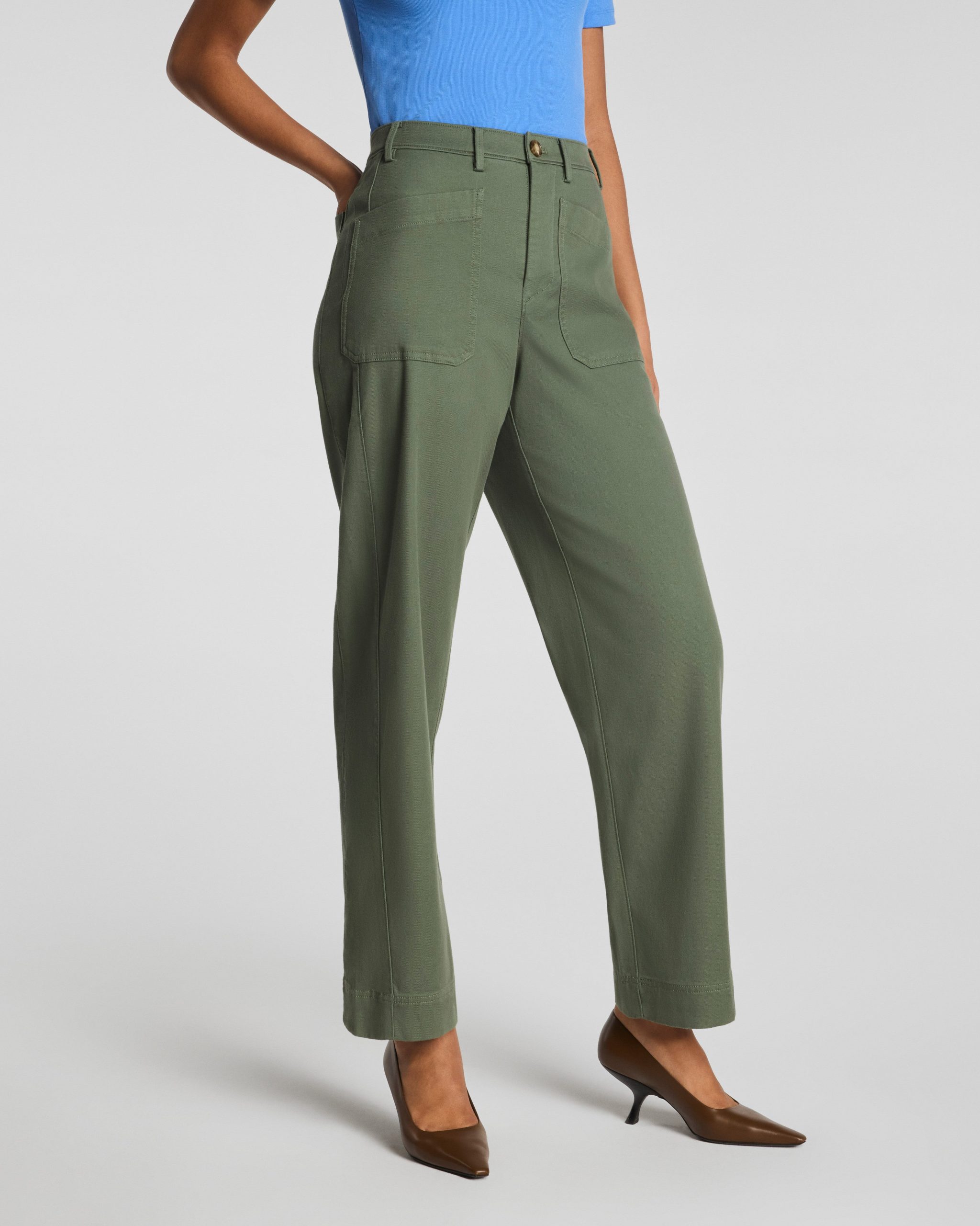 SPANXsupersmooth? Stretch Twill Utility Barrel Leg Pant with Patch Pockets | Eucalyptus - Image 2