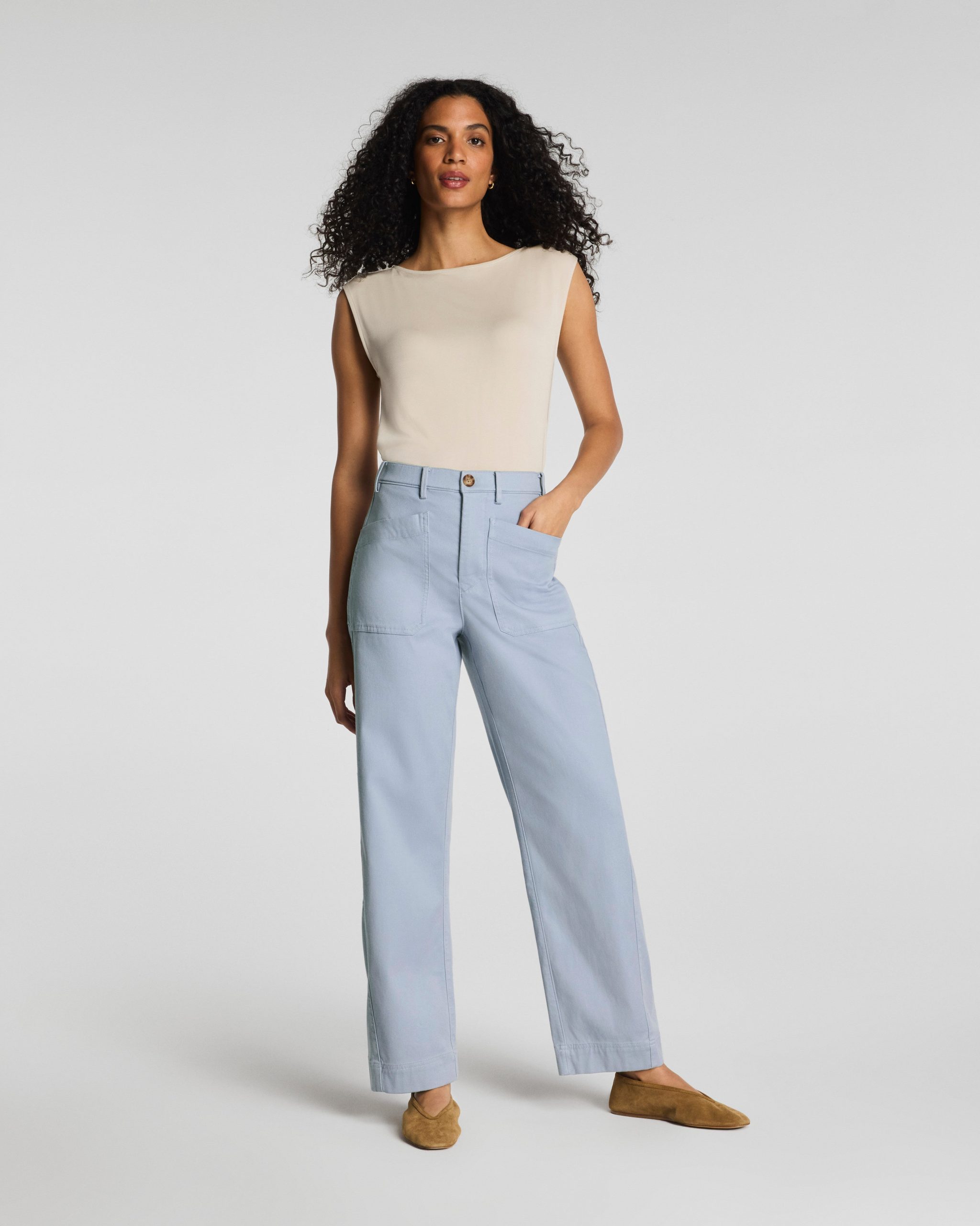 SPANXsupersmooth? Stretch Twill Utility Barrel Leg Pant with Patch Pockets | Himalayan Cloud