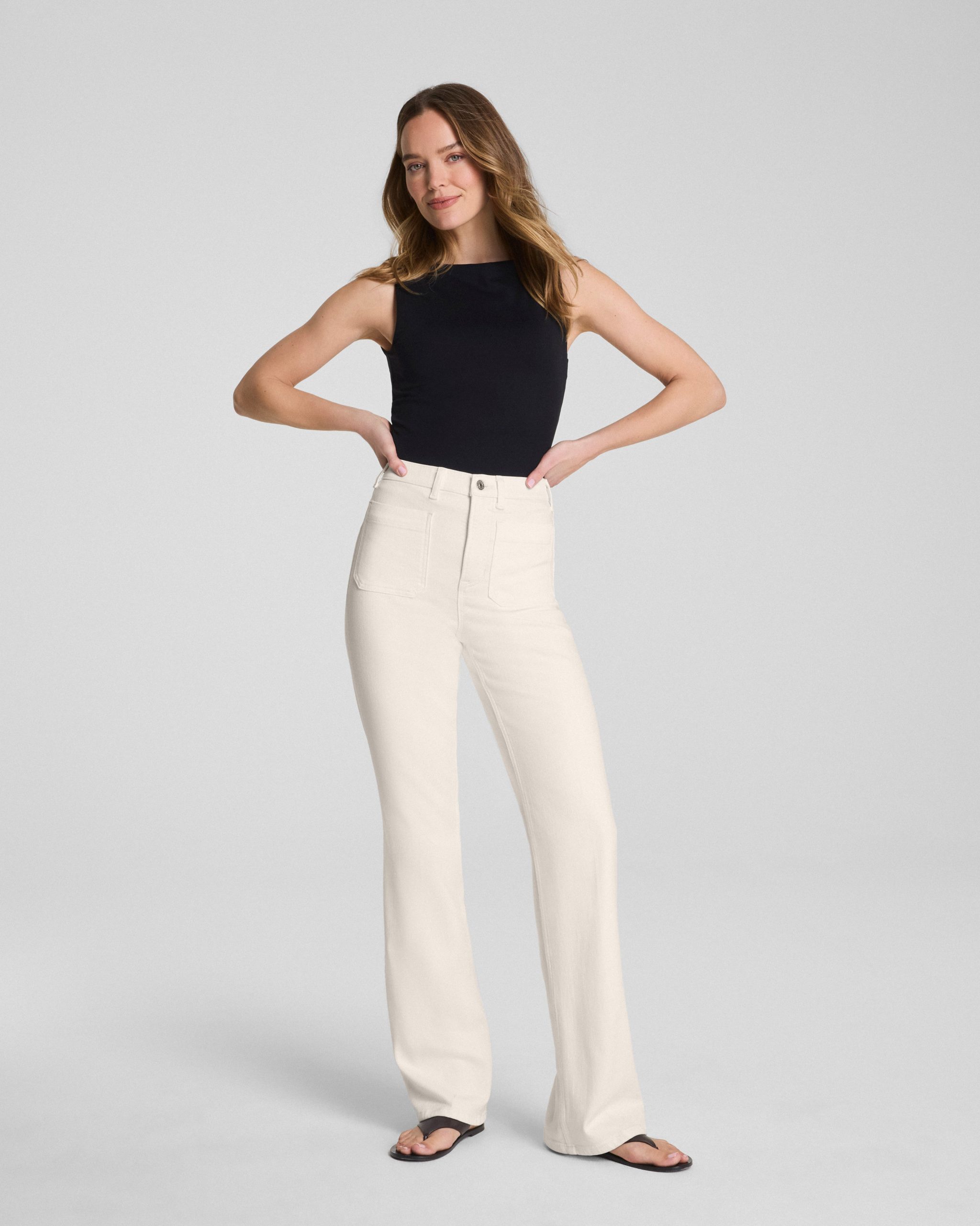 SPANXshape? Authentic 360 Easy Flare Jeans with Patch Pockets | Alabaster
