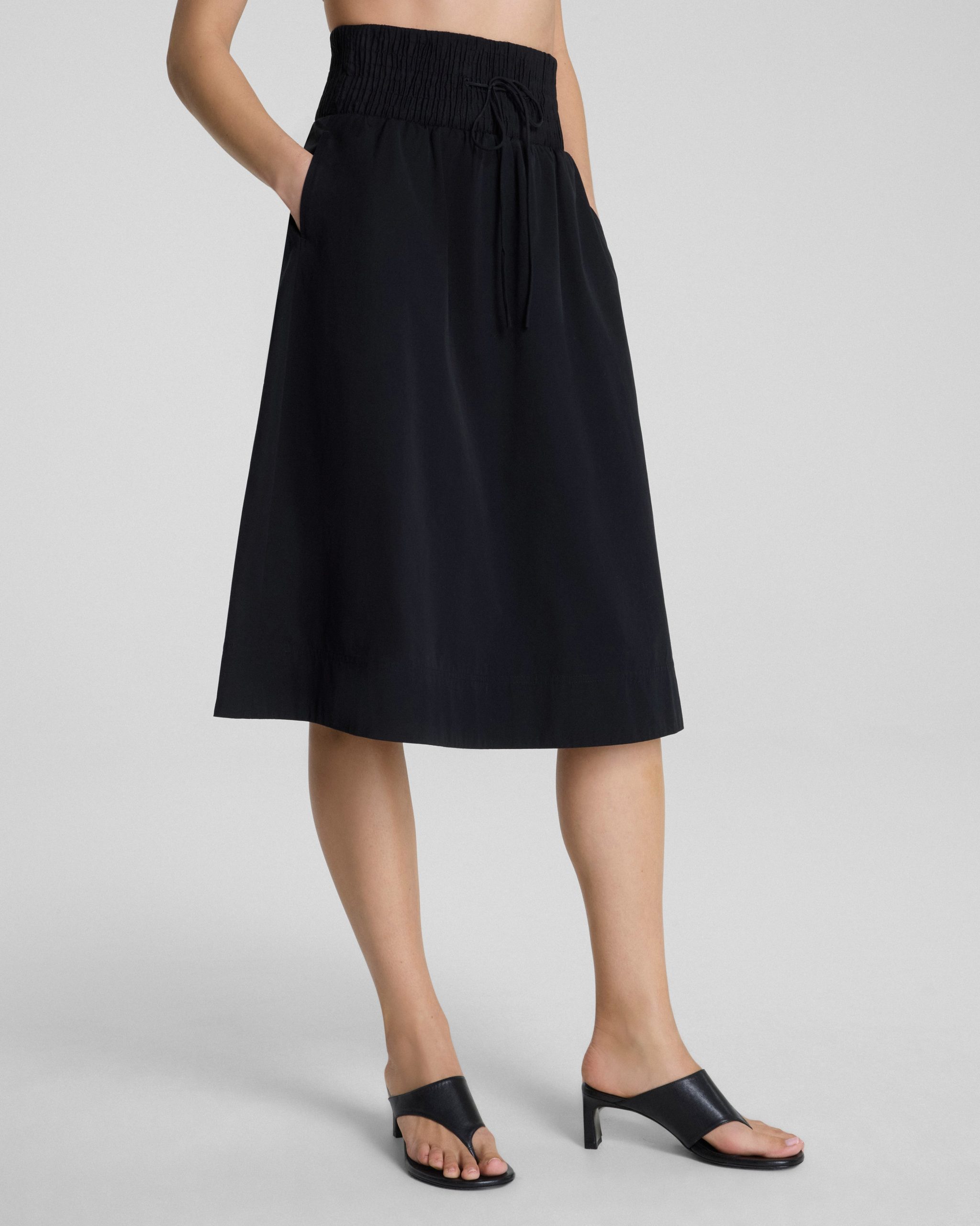 SPANX? Poplin Smocked A-Line Midi Skirt | Classic Black - Image 2