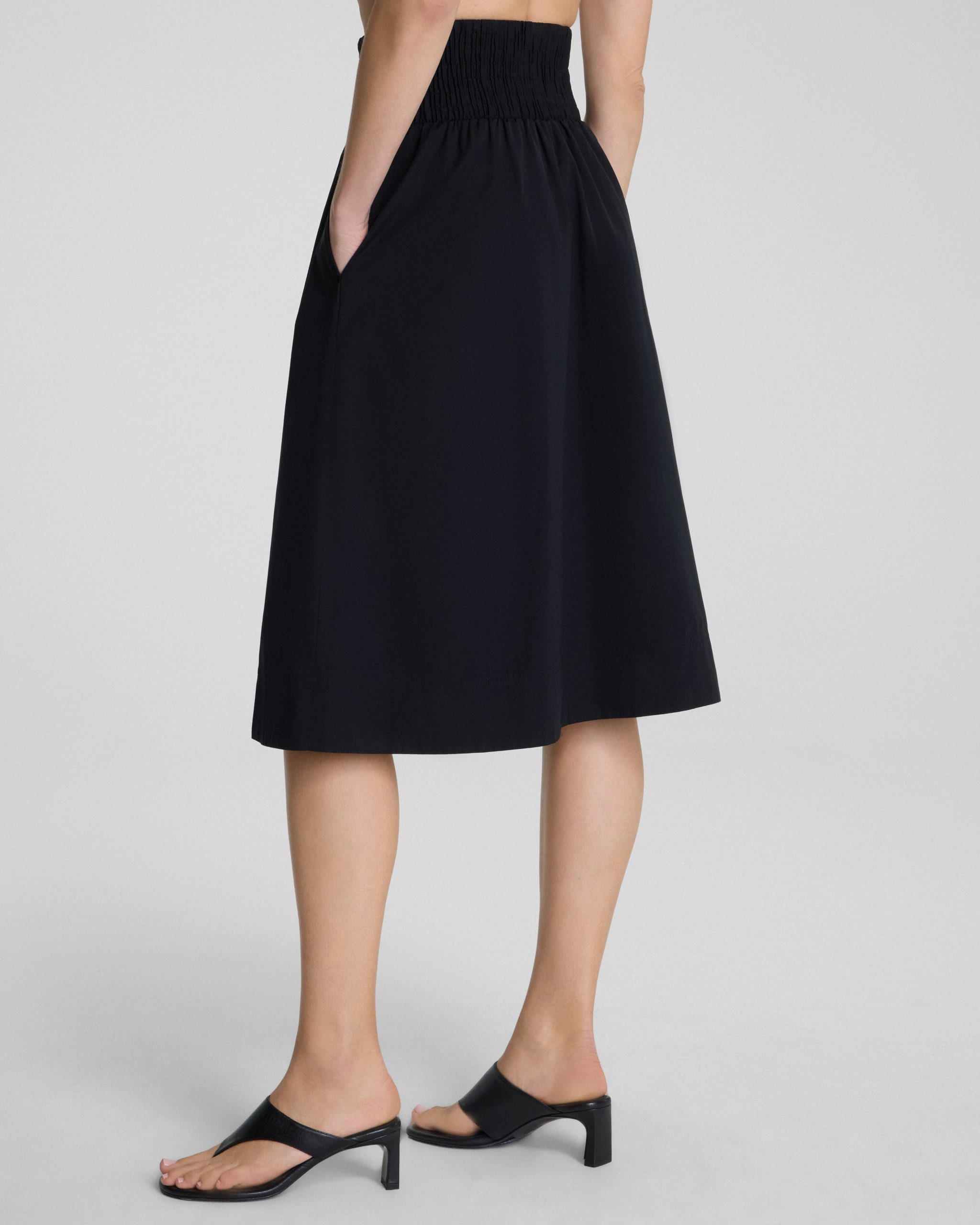 SPANX? Poplin Smocked A-Line Midi Skirt | Classic Black - Image 3